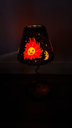 Celestial Sun Face Moon Stars Tea Light Glass Candle Holder Fairy Lamp Whimsigoth