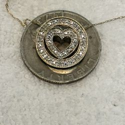 10k Gold Diamond Heart Chain Necklace 18”