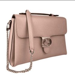 Gucci Powder Pink Leather Large Interlocking G Crossbody Chain Bag  $2000 msrp