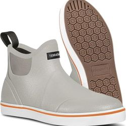 Men's Deck Boots with Fuzzy Lining Rubber Boots for Men Ankle Fishing Boots Mens Rain Boots Anti-slip Warm Winter Boots Watereproof Snow Boots for Fis