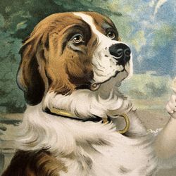 Antique  Large Dog Lithograph 