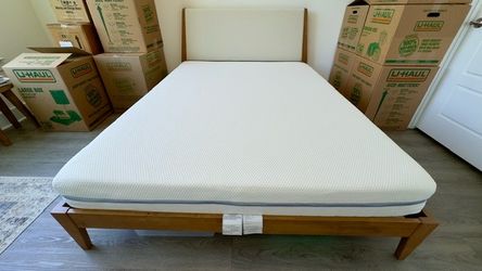Solid Wood Queen Bed Frame & Memory Foam Mattress