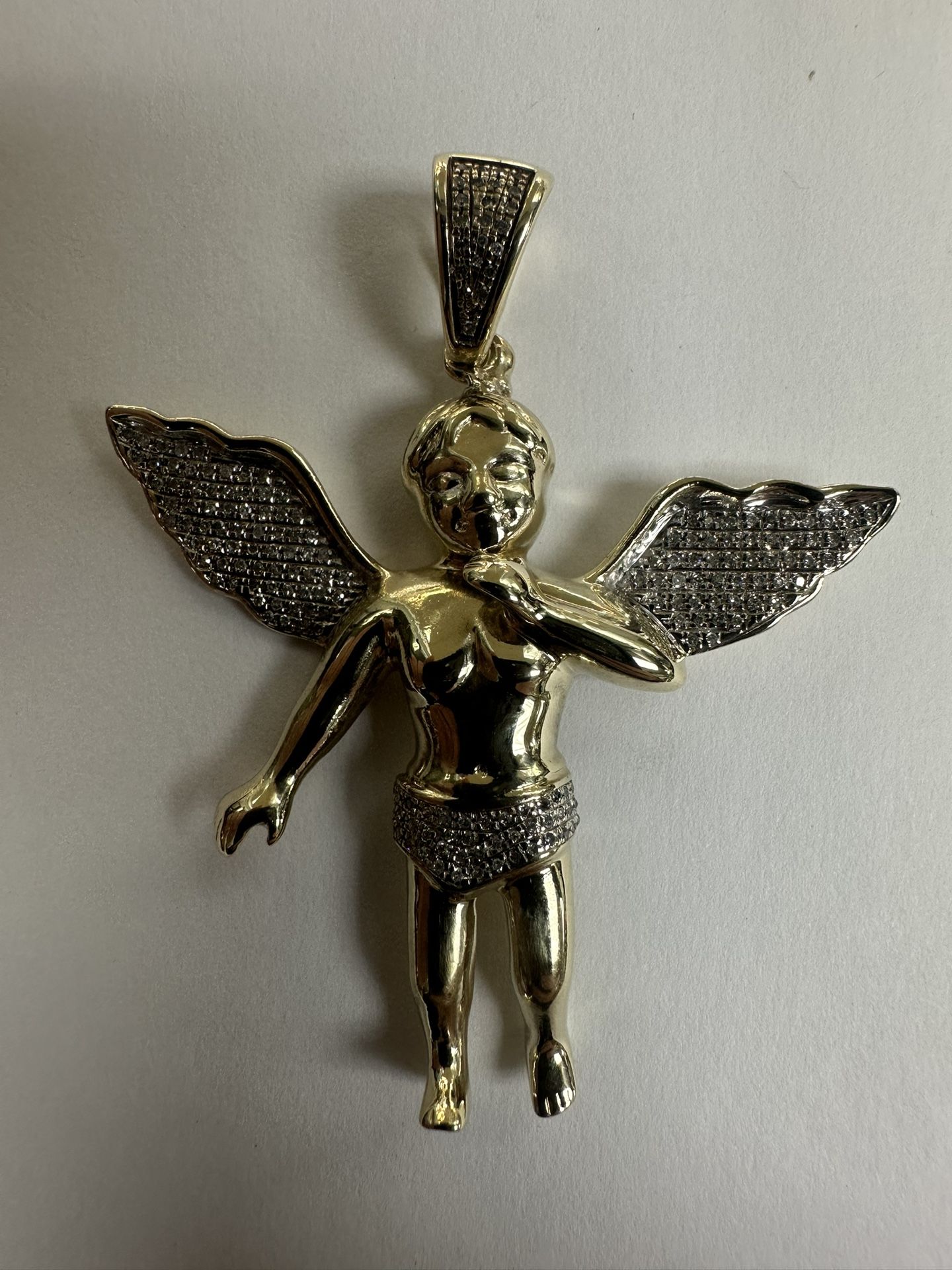 10K Diamond Angel Pendant