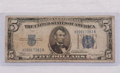 1934A Series $5 Silver Certificate - Blue Seal (Qty 5)