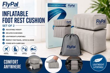 NEW SEALED FlyPal Inflatable Foot Rest Cushion Set for Travel – 2 Cushions
