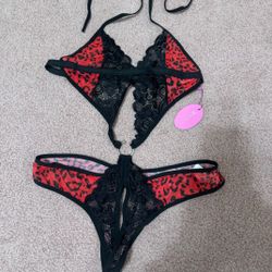 New Red Mesh Bodysuit Medium Q