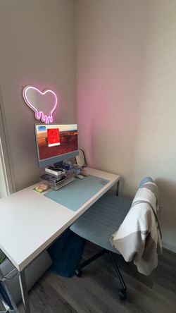 White Desk with Metal Legs