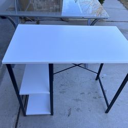 White Laminate Desk W/ Shelves