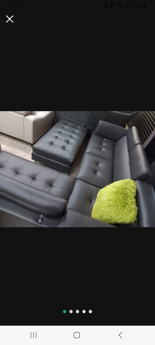 *Summer Closeout Sale!!!*---Modern Ibiza Black Leather Sectional Sofa W/Ottoman---Delivery And Financing Available🤭