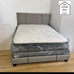 Brand New Queen Bed Frame With Mattress & Box Spring For Only $349 🚨 Ready For Delivery Today 🚨