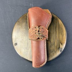 Hand Made Leather Single Action Revolver Holster Fits Up To 6” Left Hand Draw