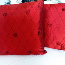 Christmas Red Decorative Pillows 2 -Red Silk zipper pillows
