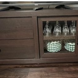 Great Conditions - Dark Wood TV Stand with Storage $90 Obo