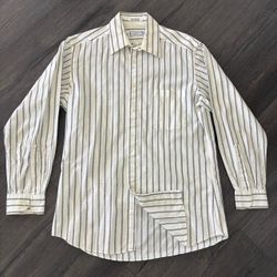 Yves Saint Laurent Shirt Mens L 15.5 32-33 White Striped Dress Button Up YSL