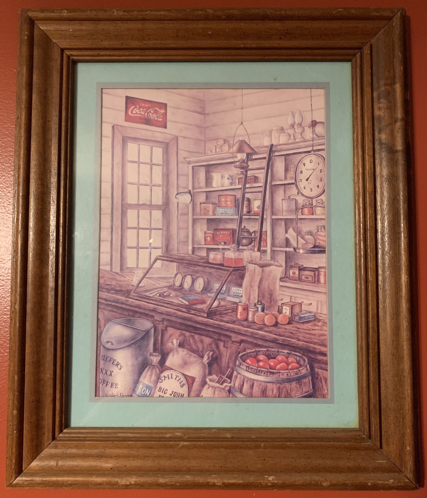 Homco Coca Cola General Store Framed Picture 