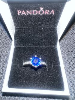 Pandora Blue Stone Silver Ring 925 stamp size 7