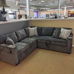 Stylish 3-PC Dark Gray Convertible Sectional Sofa 