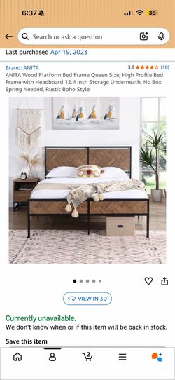 Bed frame and mattress, queen