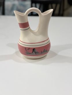 Vintage Southwestern Hand-Painted Ceramic Wedding Vase - Boho Decor