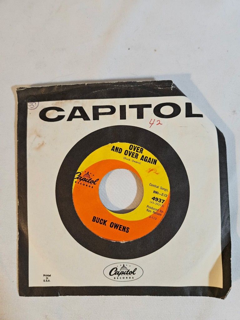 Buck Owens Act Naturally, Over And Over Again 4937 45 Vinyl Capitol Records 1963 With Cover The product is a 45 RPM vinyl single by artist Buck Owens,