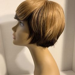 NEW 3-tone Honey Blonde/ Dark Brown/2B Short Pixie Cut Wig