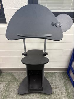 Sit-to-Stand Mobile Laptop Computer Cart, Black, Adjustable Height