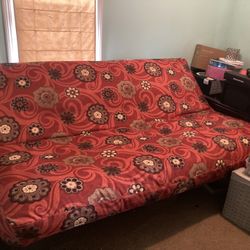 Gently Used Futon Mattress And Dark Wood Frame