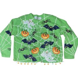 Vintage Design Options Philip & Jane Gordon Halloween Cardigan Sweater Size L