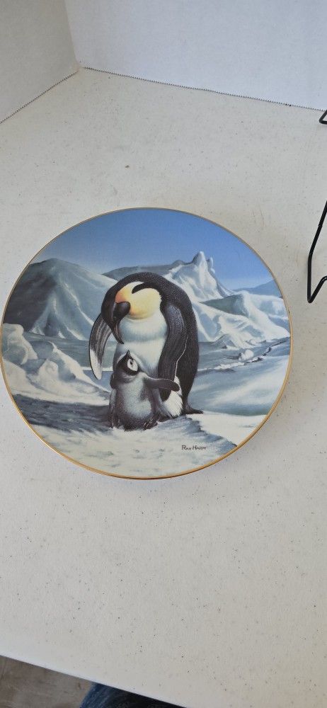 Annemarie Davidson Enamel Copper Plate With Seagulls, approx 12"