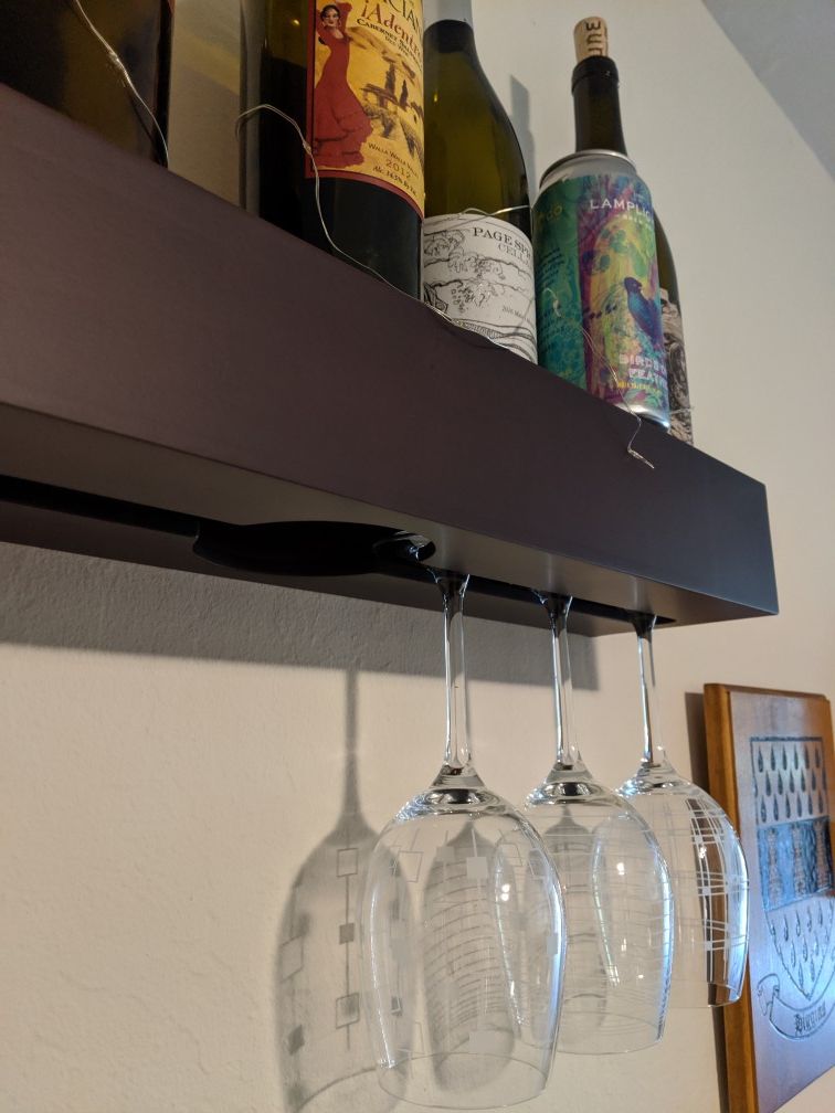 Wall shelf wine glass holder