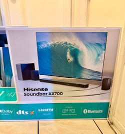 Hisense AX700 Soundbar 5.1.4 Ch. Dolby Atmos Home Theater w/ Wireless Subwoofer & Rear Speakers – 570W Peak Power