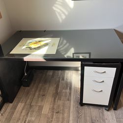 Large Black Desk With Drawers 