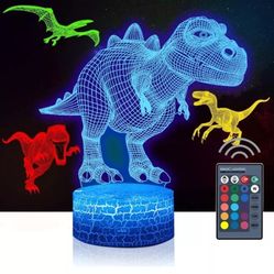 3D T-Rex Dinosaur Desk Lamp Remote Optical Illusion LED Nightlight