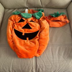  Dog Halloween Costume Pumpkin With Head Piece