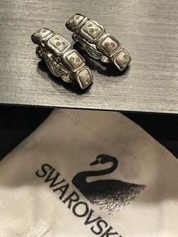 SWAROVSKI  silver tone crystal clip on earrings, perfect  condition 