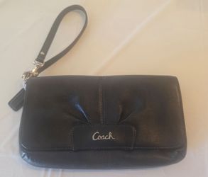 Coach Black Leather Wristlet Clutch
