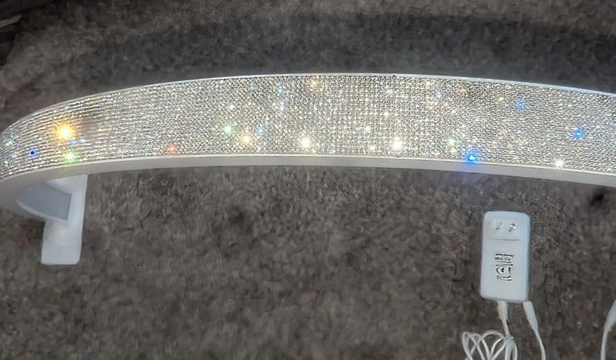 Half Moon LED Nail Lamp With Sparkling Diamonds On Top.  3  Styles Of Light To Choose From! In Excellent Condition No Damage At All.
