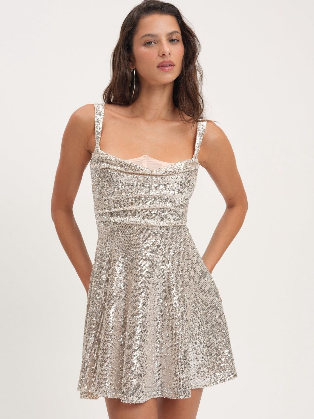 For Love & Lemons Candice Gold Mini Dress