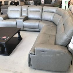 Goal Keeper Grey 6-Piece Power Reclining Sectional by Ashley 