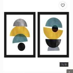 Modern Mid Century by Pop Monica - 2 Piece Black Framed Print Set, 18x22”
