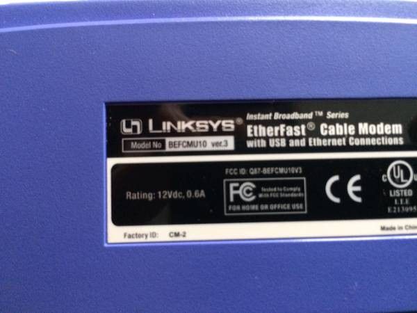 Linksys Cisco Router and Cable Modem