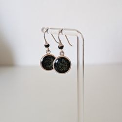 KC Elegant Green and Silver Dangle Earrings Used