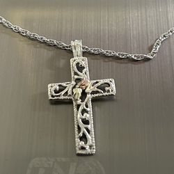 Sterling Silver And Gold Cross Necklace 