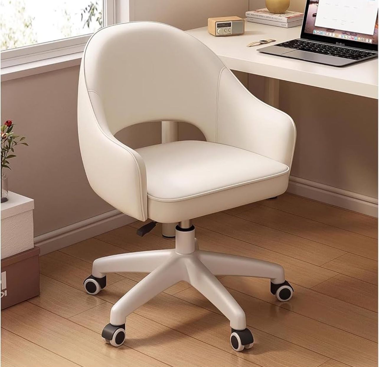 Home Office Chair Velvet Vanity Chairs Cute Makeup Desk -Beige