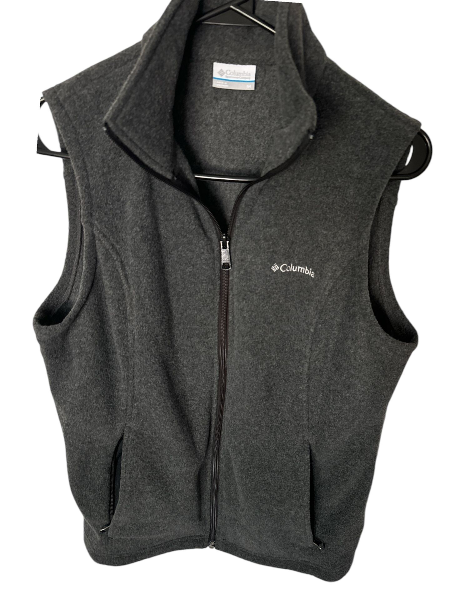 Women's Columbia Fleece Vest Jackets & Coats Medium Full Zip Sleeveless Gray