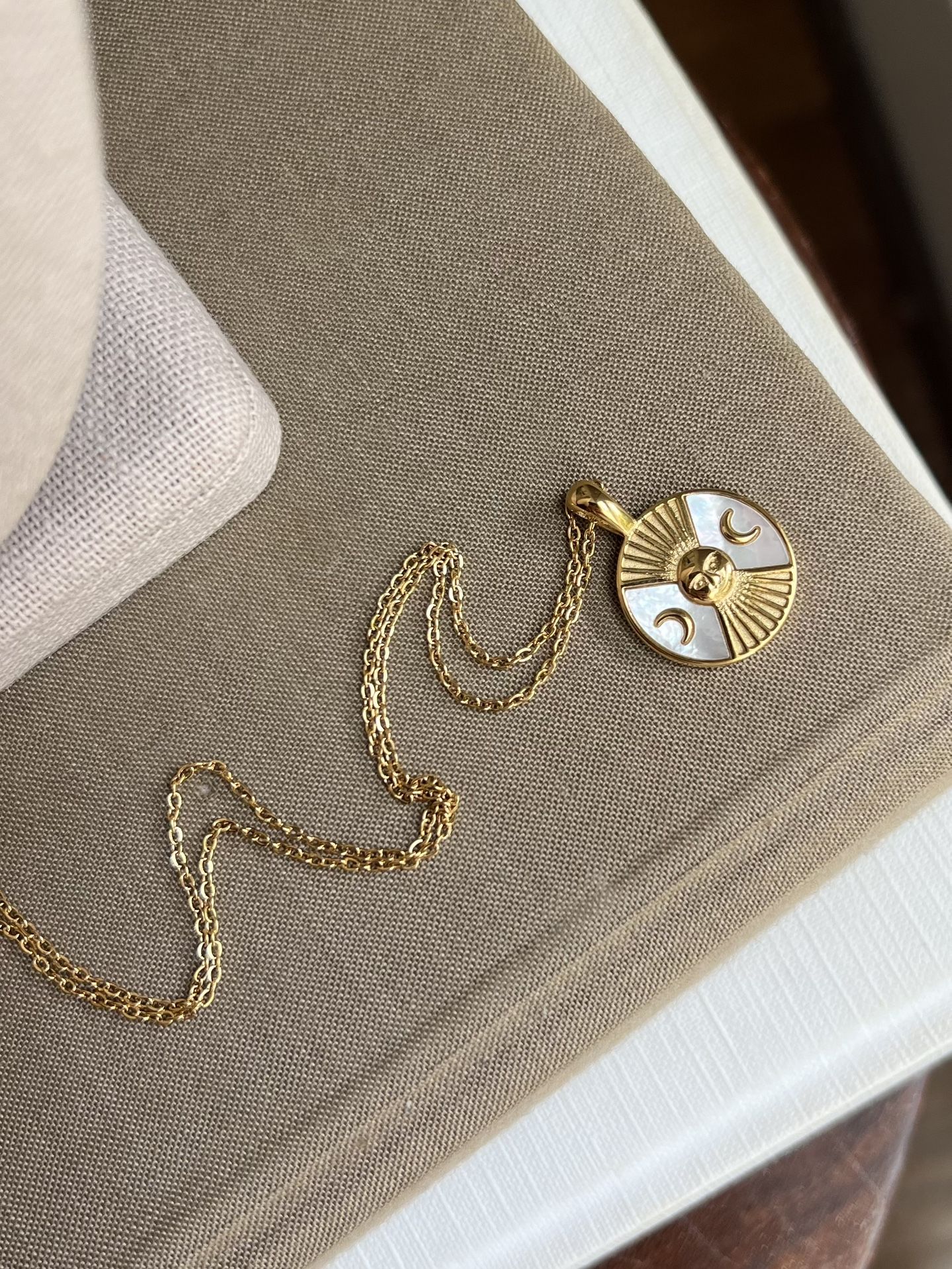 Celestial Sun Moon Pendant Necklace ( firm on price )