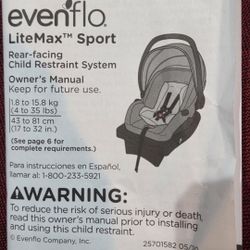 Evenflow Lite Infant Baby Nice Carseat