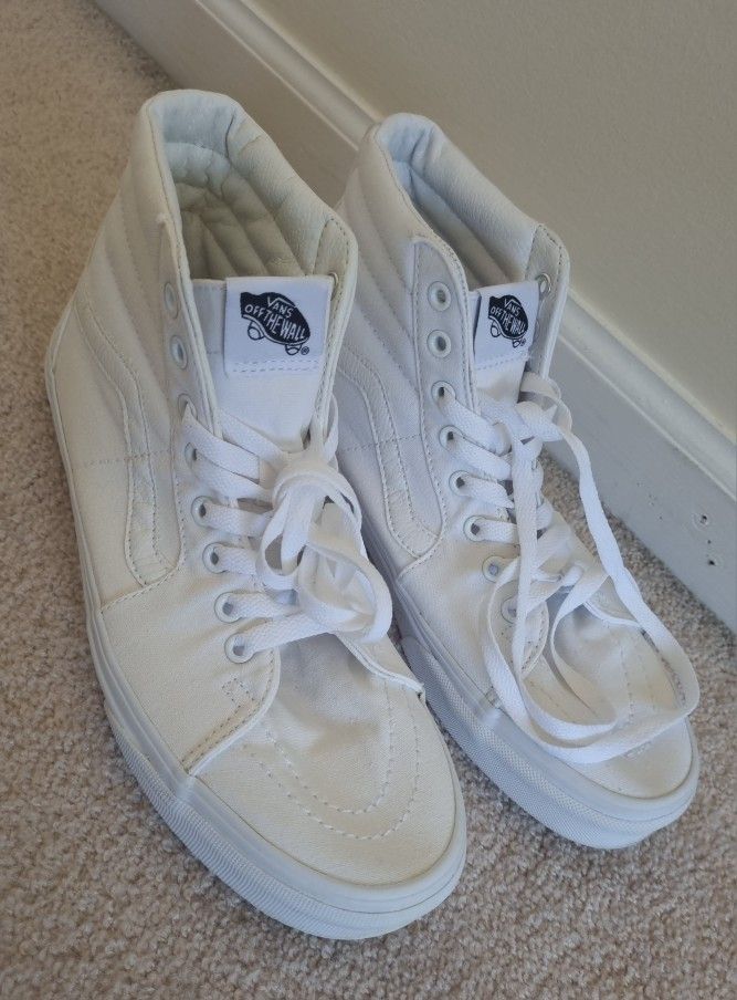 Vans Sk8-Hi True White canvas high-top sneakers 9.5US M/ 11US W