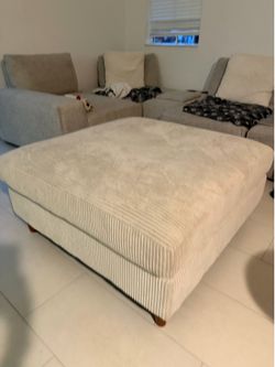 Large Square Corduroy Upholstered Ottoman