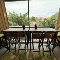 Charcoal Gray High-Top Patio Set – 2 Tables + 6 Chairs! 